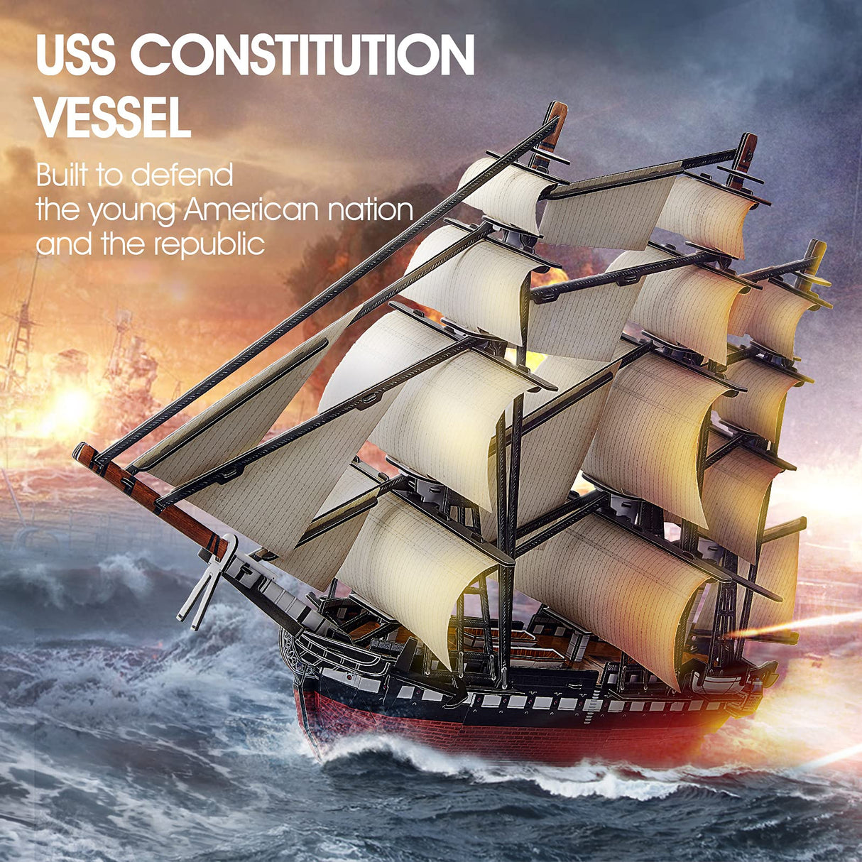 CubicFun 3D Ship Puzzles for USS Constitution Sailing Boat Models for Adults and Teens Toys, 193 Pieces CubicFun