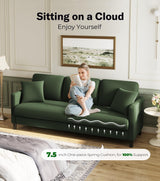 Welzona 83" Sofa Couch, Comfy Couches for Living Room, Teddy Fleece Sofas for Living Room, Tool-Free Setup Loveseat Sofa, All-Wood Love Seat Couches, Small Couch 2 Pillow Included, Green Welzona