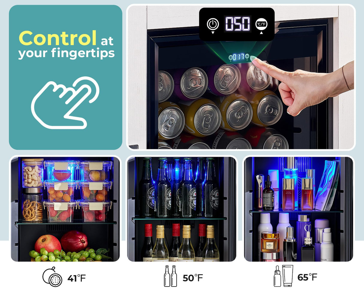 LUXOAK Bar Cabinet with Fridge (Included), 69" Farmhouse Wine Cabinet with Storage Drawers & Adjustable Shelves, Coffee Bar Cabinet for Home bar, Dining Room, Living Room LUXOAK