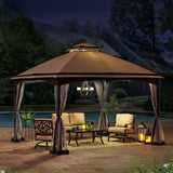 Sunjoy Miro 10.5 ft. x 13 ft. Gray and Black 2-Tier Steel Gazebo Sunjoy