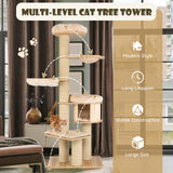 Tangkula Large Cat Tree Tower, Multi-Level Tall Cat Tree with Sisal Posts, Hammocks, Hanging Basket, and Cat Condo, Washable Cushions, Modern Cat Tree for Indoor Cats Large Adult Tangkula