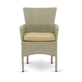 East West Furniture OSBK7-03A Oslo 7 Piece Patio Furniture Wicker Outdoor Set Includes a Rectangle Dining Table with Glass Top and 6 Backyard Armchair with Cushion, 36x60 Inch East West Furniture