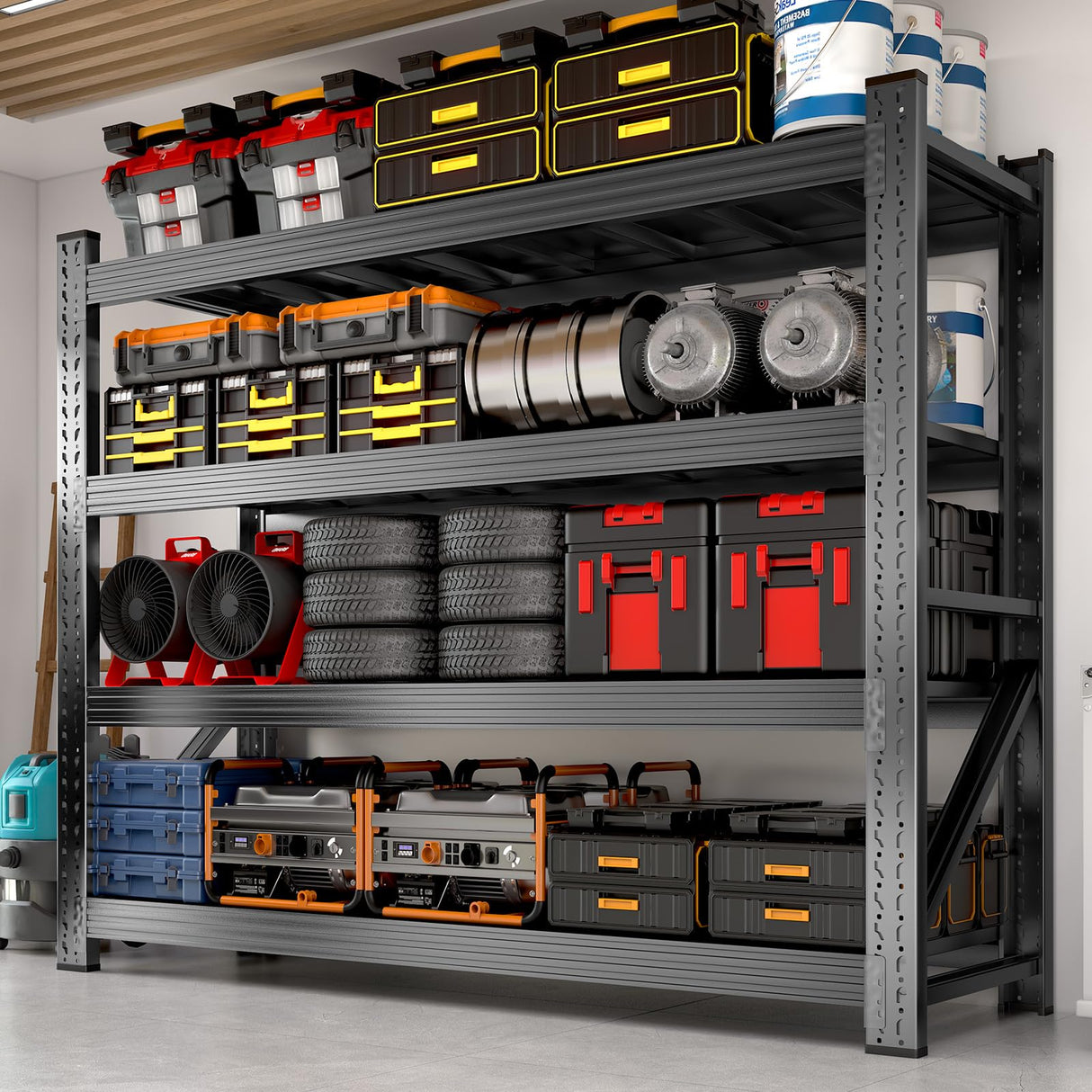 Umeiga 59" W Heavy Duty Garage Shelving, 6000LBS Garage Storage Shelves Industrial Shelving Unit, 4 Tier Adjustable Metal Shelving for Basement, Shop, Warehouse, 59" W x 24" D x 59" H Umeiga