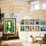 vidonio 10pcs Diamond Painting Kits,5D DIY Round Full Drill Diamond Painting Art Set of Famous Art Work Diamond Art Kits for Adults Beginners,Classical Art Diamond Kits for Home Wall Decor Gift vidonio