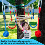 Double Ninja Slackline Obstacle Course for Kids | 80 Foot Line | Ninja Slackline Monkey Bars Playground Equipment | Ninja Ropes Course | Patented Double Line Design Lily's Things
