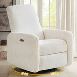 SENYUN Power Recliner Chair, Swivel Rocker Recliner w/USB & Type-C Charging Ports, Chenille Upholstered Swivel Rocker Glider Recliner for Nursery,Living Room, Bedroom, 1PC, Cream SENYUN