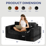 MAXYOYO Boneless Sofa Couch, Loveseat Sofa for Small Space, Tufted 2-Seater Floor Couch Bean Bag Chair for Living Room Bedroom Apartment, Sofa in a Box, No Assembly Needed, Black MAXYOYO