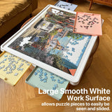 Playboda 1500 Pieces Rotating Plastic Puzzle Board with Drawers and Cover, 35"x27" Portable Jigsaw Puzzle Table for Adults, Lazy Susan Spinning Puzzle Boards, Multicolor (Patent Design) Playboda