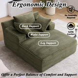 HRVEOCEI 49" Chaise Lounge Indoor, Oversized Chaise Lounge Chair with 3 Comfy Pillows for Living Room Bedroom, Wide Arms Corduroy Fabric High-Density Foam No Assembly Required (Sage Green) HRVEOCEI