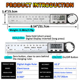 Digital Angle Ruler Finder Protractor, Angle Finder Ruler with 7inch / 200mm, Angle Measuring Tool for Carpenter Wood Working Construction DIY Measurement - Silver Elemirance