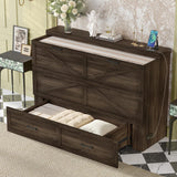 Merax Farmhouse Wood Murphy Bed Chest with Charging Station, Foldable Wall Platform Bed with Storage Drawer/Space Saving/Wood Slat Support/Full, Gray Merax