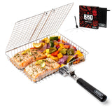 Grill Basket, Barbecue BBQ Grilling Basket , Stainless Steel Large Folding Grilling baskets With Handle, Portable Outdoor Camping BBQ Rack for Fish, Shrimp, Vegetables, Barbeque Griller Cooking Accessories SHIZZO