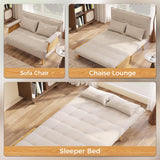 JASIWAY Convertible Chair Bed Sleeper for Adults, Linen 3-In-1 Convertable Single Sleeper Chair for Small Spaces, Trifold Futon Chaise Lounge that Turn into Beds, Adjustable Backrest (76.6"D X 44.9"W) JASIWAY