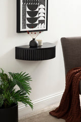 Kate and Laurel Reid Ribbed Wooden Floating Side Table, 20 x 11 x 6, Black, Modern Wood Floating Nightstand with Drawer for Extra Storage and Added Functionality Kate and Laurel