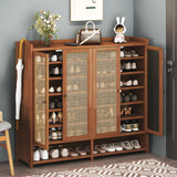 Bamboo Shoe Storage Cabinet with Doors, 8 Tier Freestanding Shoes Heels Sneakers Shoe Rack Shelf for 36-40 Pairs, Entryway Shoe Cabinet with Drawers for Hallway Living Room (Brown-01, 8th floor) sasygfi