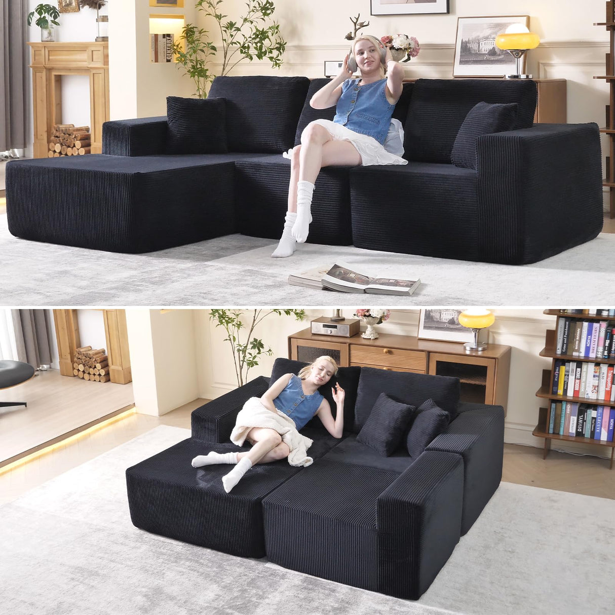 L-Shape Modular Sectional Sofa 108" — Cloud Couch Style 4-Seat Oversized Upholstered Sectional for Living Spaces No-Assembly WHGBJA