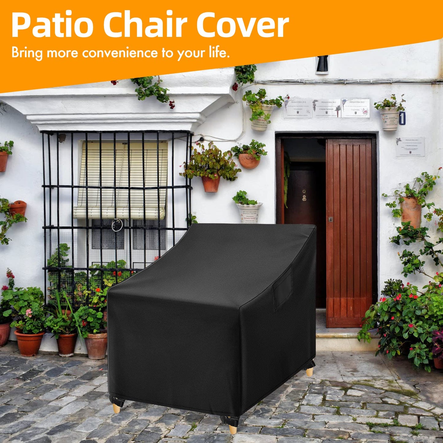 WLEAFJ Outdoor Chair Covers Waterproof, Black Lawn Patio Furniture Covers, Heavy Duty Wicker Garden Sofa Chair Cover, 2 Pack - 30" W x 37" D x 31" H - WoodArtSupply