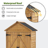 MCombo Outdoor Storage Cabinet, Garden Wood Tool Shed, Outside Wooden Shed Closet with Shelves and Latch for Yard, Patio, Deck and Porch 1000 Natural mcombo