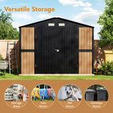 Panovue 10X12 FT Outdoor Steel Storage Shed with Lockable Doors, 2 Windows, Garden Shed Ideal for Backyard, Patio Storage,Chicken Coop(Wood Panels & Frame Floor Not Included) Panovue
