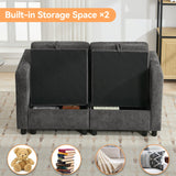 WUTUTUEE 58”Modular Sectional Loveseat Sofa, Modern Love Seat 2 Seater Sofa Couch with Storage, Chenille Modular Sectional Couch for Living Room, Bedroom, Office, Small Apartment, Dark Grey WUTUTUEE
