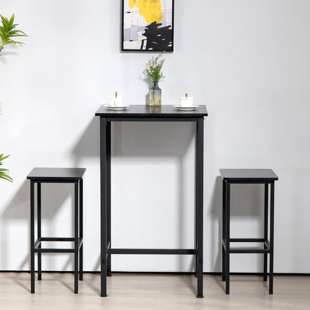 Finnhomy Rustic Black High Top Bar Table – 23.6" Square Cocktail Table for Small Spaces Finnhomy