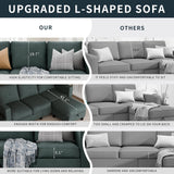 SUNLEI Convertible Sectional Couches for Living Room, L Shaped Couch with Movable Ottoman Storage, 3 Seat Small Couches for Living Room in Apartment, Linen Fabric, Dark Grey SUNLEI