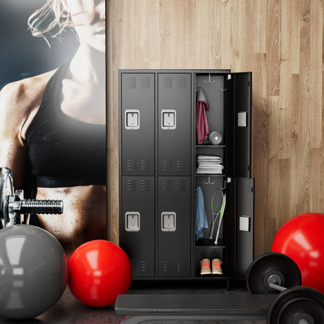 METAN Metal Locker for School Office Gym Bedroom,6 Doors Steel Storage Locker Cabinet for Employees,Industrial Storage Locker with 1 Shelves,Assembly METAN