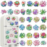 Remuuly 30 Pcs Diamond Painting Magnets Summer Diamond Art Magnet Kits for Adults Spring Flower Animal Cupcake 5D Rhinestones Refrigerator Magnetic Stickers for Fridge DIY Crafts Gifts(Succulents) Remuuly
