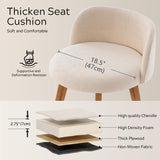 EYYTHUNG 26" Counter Height Bar Stools Set of 2 Mid Century Modern Farmhouse Swivel Barstools Chenille Fabric Upholstered Bar Height Island Chairs with Curved Backrest for Kitchen Island, Beige EYYTHUNG