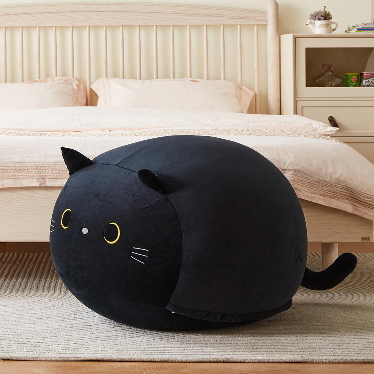 Stuffed Animal Storage Bean Bag Chair Cover for Kids Black Cat Beanbag Chair for Girls Large Size Toy Organizer Cover Only Without Filling cuebear