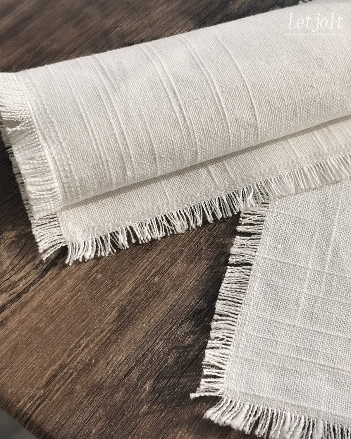 Letjolt White Placemats Farmhouse Cotton Linen Place Mats Set of 4 Home Kitchen Dining Table Decor Letjolt