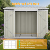 6x8FT Metal Outdoor Storage Shed with Floor Frame,Large Tool&Lawn Mower Shed with Two Lockable Doors for Garden Backyard Patio Storage,Outside Lean to Waterproof Storage Shed Thanaddo