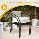 DWVO 3 Pieces Patio Set Wicker Furniture Outdoor Table and Chairs Rattan Chair Conversation Sets with Cushions & Coffee Table for Porch Backyard Poolside Garden, Gray DWVO