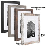 Americanflat Rustic 8x10 Picture Frame Set of 4 - Use as 5x7 Picture Frame with Mat or 8x10 Frame Without Mat - Photo Frame with Textured Engineered Wood, Shatter Resistant Glass, and Easel Americanflat