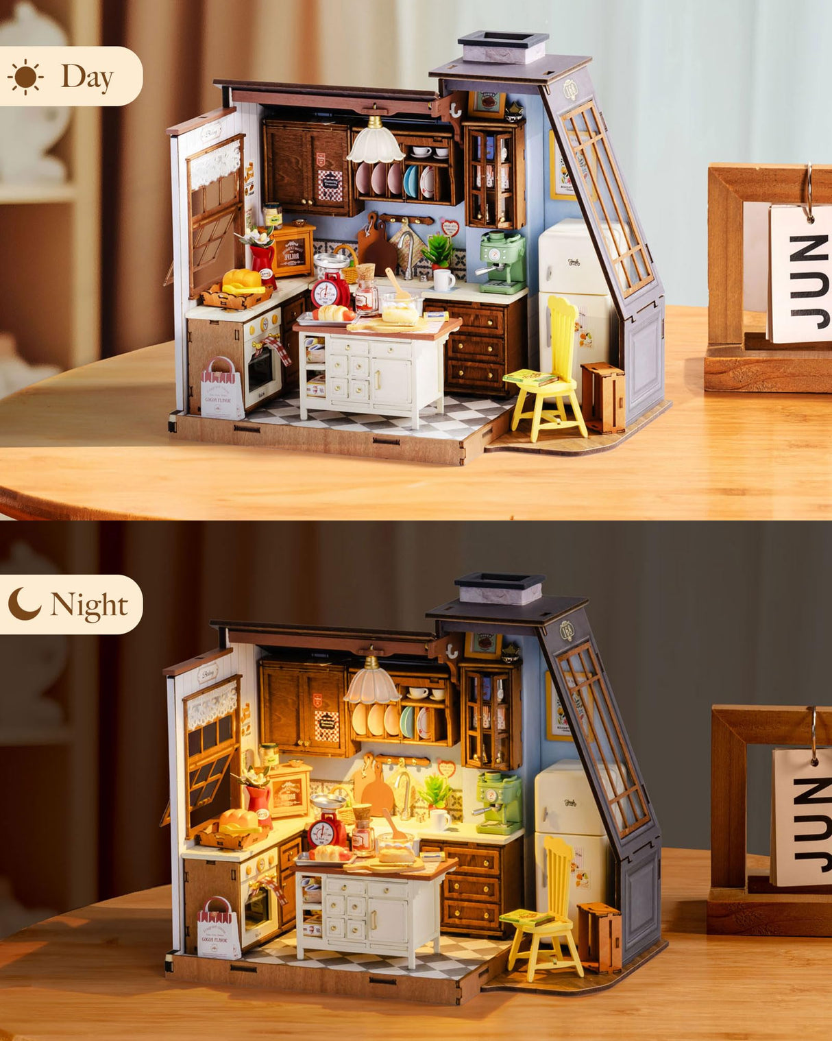 Rolife DIY Dollhouse Miniature House Kit 1:18 Scale Baking Kictchen with Pitched Roof Window, Diorama Tiny House Building Kit Crafts for Adults Home Decor Gift for Women Men Her Rolife