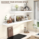 Venusmiles Floating Shelves for Wall, Large Wall Mounted Shelves with Invisible Brackets, Long Wood Floating Wall Shelf Shelves for Living Room, Bedroom, Kitchen, (White, 55" W x 12" D x 2" H) Venusmiles