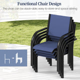 SEGMART 7-Piece Outdoor Patio Dining Set for 6, 59” Table with 4 Textilene Dining Chairs & 2 Swivel Chairs, Patio Furniture Set with Durable Metal Frame for Backyard Garden, Deck, and Poolside (Blue) SEGMART