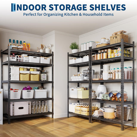 Metal Storage Shelving Unit, 5-Tier Adjustable Storage Rack Heavy Duty Garage Shelves, 2000 lbs for Garage, Kitchen, Bathroom, Warehouse, 36”W x 16”D x 72”H, 2 Pack SLEKVERSA