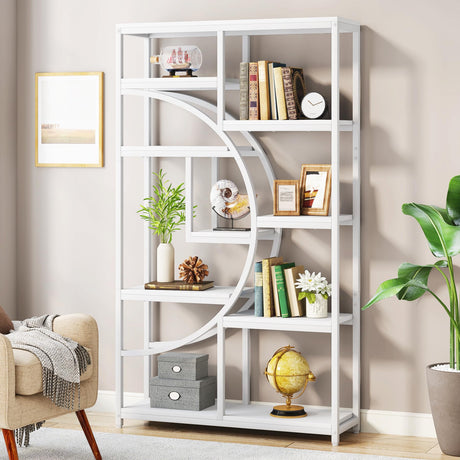 Tribesigns Industrial 5-Tier Freestanding Bookshelf with Open Storage Shelves in White Tribesigns