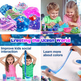 Ocean Slime Kit for Boy and Girls,Non Sticky,Super Soft Sludge Toy,Birthday Gifts for Kids 4-12,Soft Shiny Metal Clay Toy Girls & Boys fsutvitg