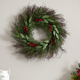 Nearly Natural 20in. Cedar and Ruscus with Berries Artificial Wreath Nearly Natural