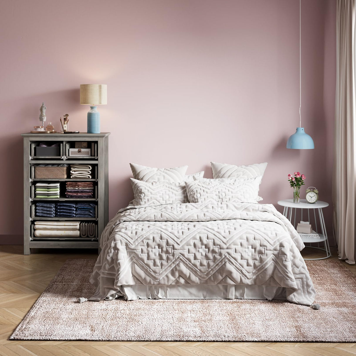 LGHM Farmhouse 6 Drawers Dresser Chest, 45" Tall Dressers for Bedroom, Dressers & Chests of Drawers - Easy Pulls Metal Handles, Thick Support Legs for Bedroom,Livingroom, Closet, Gray LGHM