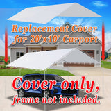 Strong Camel Carport Conopy Cover 10'x20' Replacement for Car Tent Outdoor Top Garage Shelter with Ball Bungees,Without Edge,White(Only Cover, Frame Strong Camel