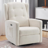 Ketaiyou Power Swivel Rocking Recliner Chair, High Back Electric Rocker Nursery Glider Chair, USB and Type-C Ports, Upholstered Fabric Reclining Single Sofa Chair for Living Room (Beige) Ketaiyou