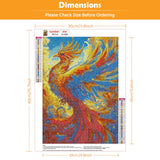 KEYIFA Diamond Art Kits Phoenix Diamond Painting for Adults, 5D Round Full Drill, Phoenix Diamond Dots Mosaic Painting for Beginner, DIY Gems Art Craft for Home Wall Decor 30x40cm KEYIFA