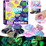 2 in 1 Rock Painting Art Kit - Glow in The Dark Pouring Rock Kit - Arts and Crafts for Kids Girls & Boys Ages 6-8, 8-12, Craft Paint Kits Art Toys, Art Supplies Christmas Birthday Gift for Kids LAOESE