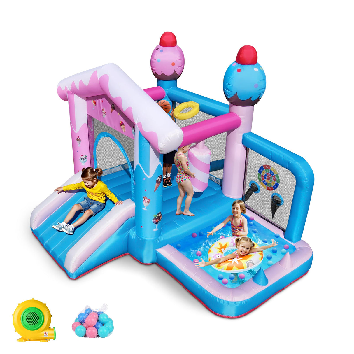 TOAOB Inflatable Bounce House - 8-in-1 Bouncer House for Kids Ages 3-6, Indoor & Outdoor Bouncy Jumping Castle Slide with Blower for Backyard Birthday Party TOAOB