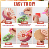 Vesici 8 Pcs Pink Diamond Painting Coasters with Holder Abstract Plants Diamond Art Painting Coasters Boho Art Coaster Kit with Holder DIY Crafts Kits for Adults Beginner Gift Supplies(Pink) Vesici