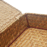 Flat Seagrass Storage Bins with Lid, Wicker Basket for Shelf Organize, Set of 2 (Small+Large) DOKOT