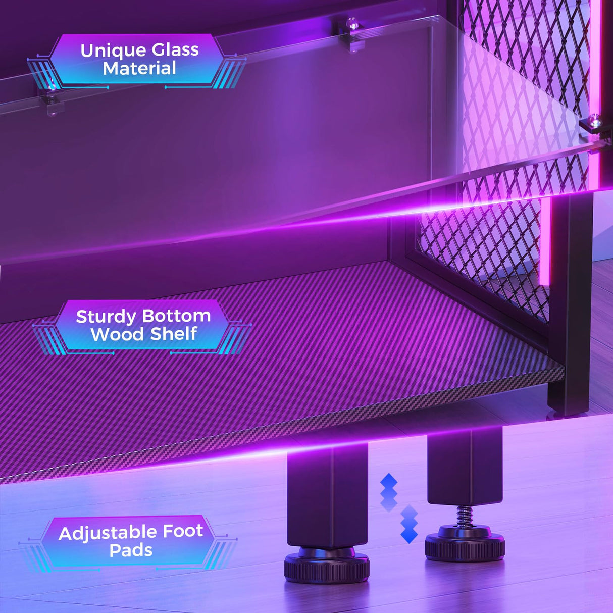 AODK Display Case with LED Lights, Display Cabinet with Glass Storage Shelves, 4-Tier Display Shelf for Collectibles, Curio Cabinet, Black AODK